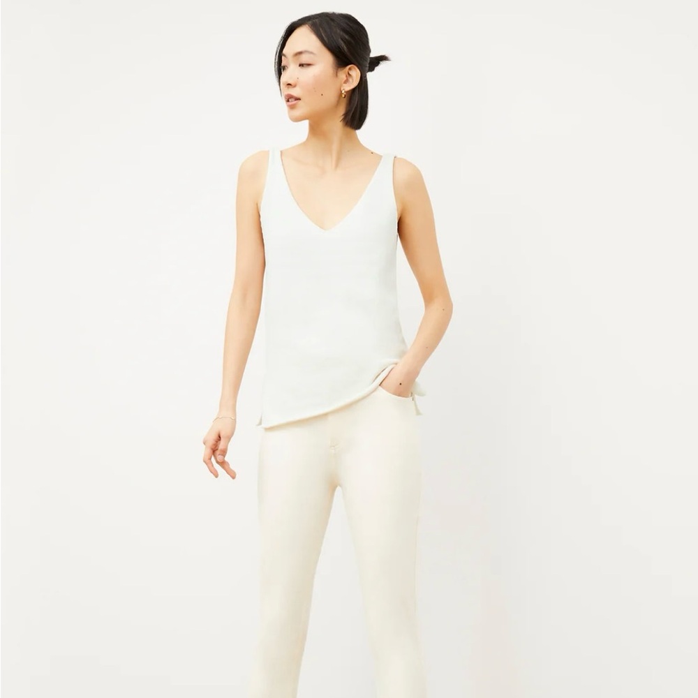 NWT MM LaFleur Ivory Melody Tank V Neck Size L